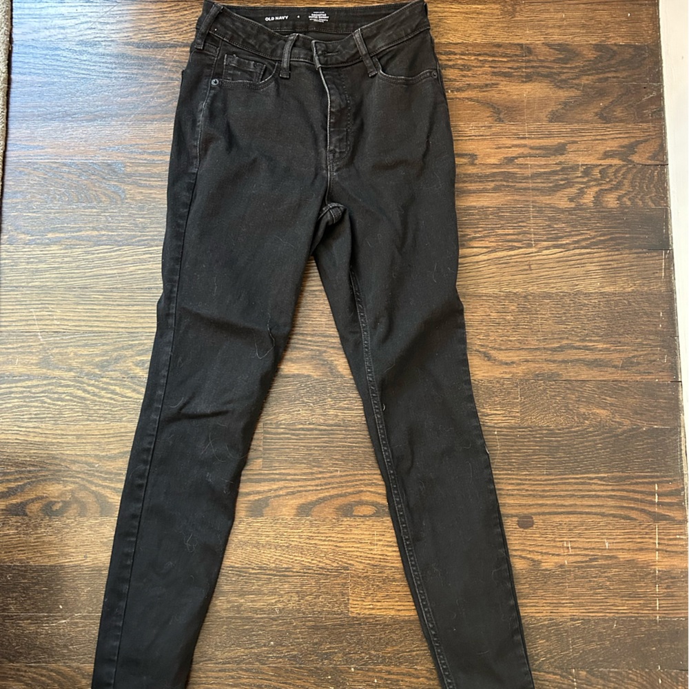 High rise black skinny jeans